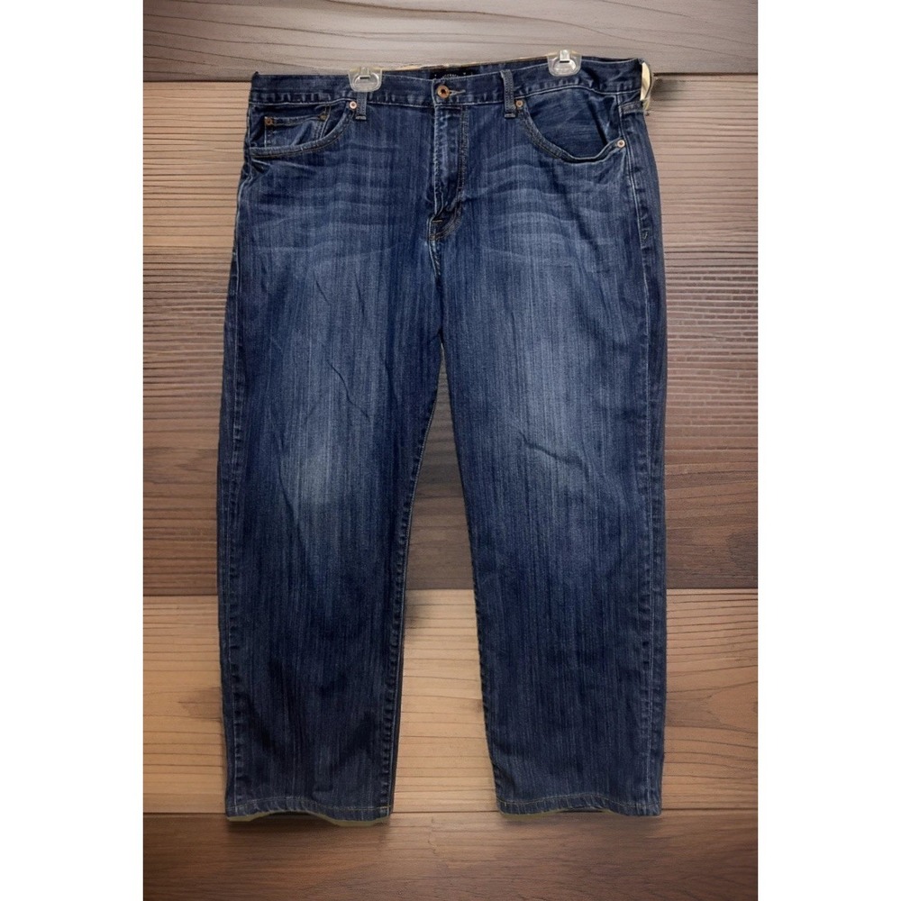 Lucky Brand Vintage Mens Blue Denim Straight Fit Dark Wash Casual Pants 40x30